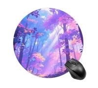 Iridescent Forest Mouse Pad Round Laptop Mouse Mat Cute Computer Mousepad Keyboard Pad Non-Slip Desk Pads for Gaming Office Work Home