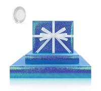 Iridescent Gift Wrapping Paper,4 Sheet Metallic Holographic Wrap Paper Sparkling Rainbow Birthday Wrapping Papers With Ribbon Gift Wrap for Kid Birthday Baby Shower Wedding Christmas Party (Dark Blue)