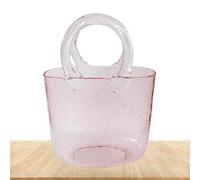 Iridescent Glass Bag Vase - Transparent Vase with Bag Shape | Grid Vase for Flower Table Bag | Glass Vases Handmade Flower Vase with Fish Bowl | Aquarium Dis