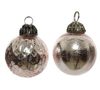 Iridescent Glass Christmas Tree Bauble/Decoration - Set Of 2 - Blush Pink - 8 cm