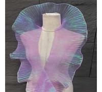 Iridescent Gradient Ruffle Lace Mermaid Pleated Organza Trim for Clothing Handcraft Decoration