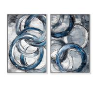 Iridescent Orbit Duo Canvas Print Living Room Wall Art by Art Remedy, White Frame, 16 x 24