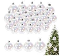 Iridescent Ornaments Balls 16PCS Clear Christmas Ornaments Balls Plastic Clear Bauble Decorative Hanging Iridescent Christmas Balls for DIY Xmas Party Birthday Wedding Decor