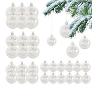 Iridescent Ornaments Balls 30PCS Clear Iridescent Christmas Balls 4 Different Sizes Clear Bauble Hanging Fillable Ornaments for Xmas Tree Decorations Christmas Decor White