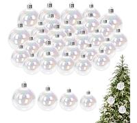 Iridescent Ornaments Balls Clear Christmas Baubles Christmas Balls 30PCS 1.2/1.6/2/2.4in Shatterproof Clear Baubles Plastic Shiny Hanging Christmas Ornaments Balls for Holiday Party Tree Decorations