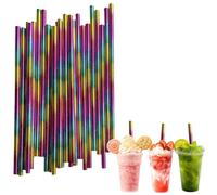 Iridescent Paper Straws for Craft,100Pcs Biodegradable Disposable Straw,8 Inch 6mm Bore Paper Drinking Straws Coffee Juice Cocktail Straws for Birthday Wedding Baby Shower Party and DIY Decorations