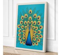 Iridescent Peacock Modern Canvas Wall Art Print 18x12 Inch (46 x 30 cm)