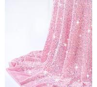 Iridescent Pink Sequin Fabric Glitter Stretch Upholstery Velvet Fabric 2 Yards by The Yard Soft Material for Sewing Wedding Party Costumes Dress Making Prom Dress Bags