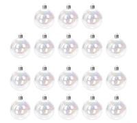 Iridescent Plastic Ornament Balls Set of 18 for Halloween Witches Cauldron and Christmas Decorations Featuring Light Refraction (Transparent color)
