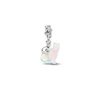 Iridescent Polar Bear Mother & Cub Sterling Silver Dangle Charm, Aurora Borealis Glass Bead Pendant Compatible with Pandora Bracelets, Animal Jewelry Gift for Women, Animal Lovers, Christmas, Birthday