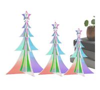 Iridescent Prismatic Christmas Tree | 3 Pieces Acrylic 3D Prismatic Iridescent Holiday Decor - Desktop Tree Decoration Table Centerpiece - for Indoor Home Parties