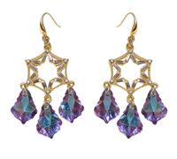 Iridescent Purple Blue Star Crystal Chandelier Earrings for Women Sparkly Tassel Statement Earrings, Gift for Her, Perfect for Valentine's Day, Mother's Day