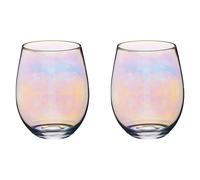 BarCraft Set of Two Iridescent Glass Tumblers