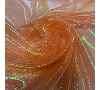Iridescent Rainbow Crinkle Organza Fabric - 11 Colours See Description for Width (Iridescent - Orange) (Quarter - METRE Strip)