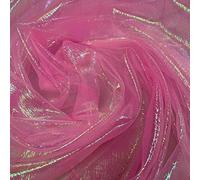 Iridescent Rainbow Crinkle Organza Fabric - 11 Colours See Description for Width (Iridescent - Pink) (Quarter - METRE Strip)