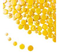 Iridescent Round Glass Mosaic Tiles for Crafts Bulk,500g Mini Circle Mosaic Glass Pieces for Flowerpots, Vases, Cups, Garden and Home Decor DIY Mosaic Making Supplies (Orange)