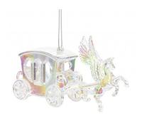 Iridescent Shimmer Pegasus and Carriage Hanging Christmas Decoration Magical Fairy Tale Themed Xmas Tree Pendant