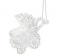 Iridescent Shimmer Pram Buggy Carriage Hanging Christmas Decoration Magical Fairy Tale Themed Xmas Tree Pendant