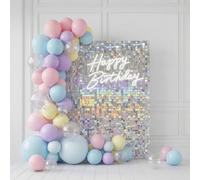 Iridescent Silver Shimmer Wall Backdrop,12 Square Sequin Glitter Panels Cover 4x3 Ft Photo Backdrops for Party, Wedding,Birthday,Anniversary,Outdoor Event Decor, Sparkle Photo Background