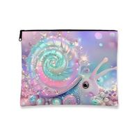 Iridescent Snail Makeup Bag, Colorful Shell Cosmetic Travel Pouch for Women, Small Portable Zipper Organizer, Gift for Festivals and Summer, Iridescent, 7x9 Inch, Snail