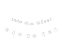 Iridescent Snow in Love Banner - Pre-Strung Winter Bridal Shower Party Decorations, Snowflake Ring Garland for Winter Snow Theme Wedding Engagement Party Decorations