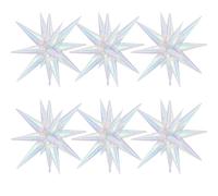 Iridescent Star Foil Balloons, 6Pcs 22in Explosion Star Balloon Large Holographic Spike Cone Clear Foil Balloon for Birthday Baby Shower Mermaid Rainbow Wedding Party Decorations