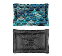Iridescent Teal Mermaid Scale Dog Bed, Dogs Bed Scruffs Dog Non Slip Bottom Flat Waterproof Multi Scenario Pet Bedding Gift Printed Beds 60 X 45 cm