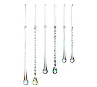 Iridescent Teardrop Glass Icicles - Set of 6 Christmas Tree Decorations, 15-25 cm - Spiral & Smooth Designs