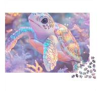Iridescent Turtle Swim 1000 Piece Puzzles Colorful Rainbow Sea Turtle Wall Decoration Decompression Jigsaw for Men And Women Challenging Puzzles Jigsaw Puzzles for Adults 38x26cm/1000pcs