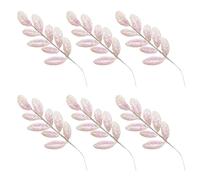 Iridescent White Christmas Tree Picks Sprays, 35cm Leaf Stems, 6Pcs