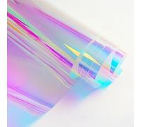 MAKIOTEKO Iridescent Window Film, Holographic Glass Film Decorative Chameleon Adhesive Glass Film Dichroic Film Colored Rainbow Film for Craft DIY Christmas Party Decor