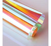 Iridescent Window Film, Holographic Window Tint Decorative Dichroic Film Colored Rainbow Film for Craft DIY Christmas Party Decor