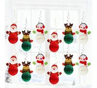 Iridsmole 12 Pcs Christmas Ceiling Decorations, Christmas Decorations Set, Xmas Hanging Ceiling Swirls Balls, Santa Reindeer Snowman Honeycomb Balls, Xmas Holiday Party Decoration Supplies