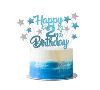 Iridsmole 2nd Birthday Cake Topper, Number 2 Cake Toppers for Birthday Cake, Blue Star Cupcake Toppers, Happy 2nd Birthday Cake Toppers, Blue Cake Topper for Girls Boys Birthday Decorations