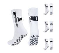 Iridsmole 3 Pairs Non Slip Football Socks, Grip Socks Football for Men, Non-slip Sports Sock, Soccer Socking with Rubber Dots, Breathable Sliper Socking, Non-slip Aheletic Sock White