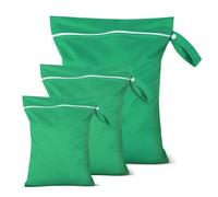 Iridsmole 3 PCS Wet Bags, Travel Laundry Bags, Waterproof Dirty Clothes Bag for Swimming, Cloth Nappy Wet Bag with Zipper, Lightweight Wet Dry Bag, Dirty Laundry Bag for Beach Traveling, Green