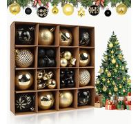 Iridsmole 44Pcs Christmas Ball Ornaments, Black Gold Christmas Tree Baubles, 6cm & 3cm Xmas Tree Hanging Balls, Xmas Shatterproof Baubles for Hanging Decorations