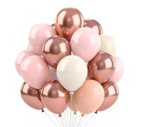Iridsmole 60Pcs Rose Gold Balloons, 12Inch Pink and Gold Balloons, Pink Pastel Balloon for Bridal Women Birthday Wedding Engagement party Decorations