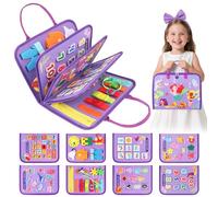 Iridsmole Busy Board Montessori Toys for Toddlers 1-3 Years - Purple Mermaid Sensory Activity Book, Travel Toys for Plane & Car, Quiet Educational Baby Toy Gift for Boys Girls