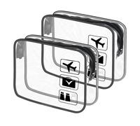 Iridsmole Clear Travel Toiletries Bag, 2PCS TSA Approved Toiletry Bag with Zippers Travel Essentials, Travel Wash Bags Waterproof, Cosmetic Clear Makeup Bags for Women (Black)