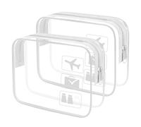 Iridsmole Clear Travel Toiletries Bag, 2PCS TSA Approved Toiletry Bag with Zippers Travel Essentials, Travel Wash Bags Waterproof, Cosmetic Clear Makeup Bags for Women (White)