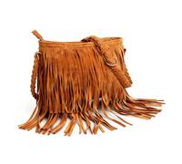 Iridsmole Fringe Suede Bags for Women, Large Capacity Tassel Crossbody Bags, Vintage Shoulder Bags with Adjustable Shoulder Strap, Suede Leather Handbags, Brown