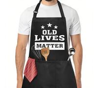 Iridsmole Kitchen Apron For Men Women, Old Lives Matter BBQ Cooking Apron, Funny Birthday Gift Ideas, Adjustable BBQ Aprons For Grilling Cooking