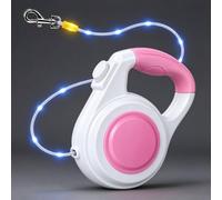 Iridsmole Retractable Dog Lead, 5M LED Extendable Dog Lead | for Walk the Dog In the Evening, Flexi Dogs Leads for Small Dogs up to 15kg, 360° Tangle Free Leash for Pets, White Lights