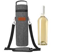 Iridsmole Wine Cooler Bag 750ml, Single Wine Bottle Bag, Water Bottle Carrier with Adjustable Shoulder Strap, Drink Bottle Cooler Bags Padded for Travel, Picnic, Camping, Hiking, Wine Lover