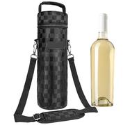 Iridsmole Wine Cooler Bag 750ml, Single Wine Bottle Bag, Water Bottle Carrier with Adjustable Shoulder Strap, Drink Bottle Cooler Bags Padded for Travel, Picnic, Camping, Hiking, Wine Lover