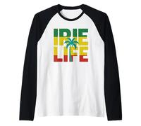 Irie Life Rasta Colors Jamaica Jamaican Reggae Music Vibes Raglan Baseball Tee