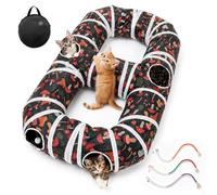 Iriisy Cat Tunnels for Indoor Cats, Collapsible 8-Shaped Cat Play Tunnel with Hanging Pom-Poms and Interactive Hole for Kitten, Includes 3 Chew Rope for Cats & Kittens (Forest Green Floral)