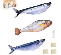 Iriisy Floppy Fish Cat Toys - 3 Pack, 7.1" /18cm Realistic Interactive Cat Moving Fish Toys with Catnip, Touch Activated 3 Modes USB Rechargeable for Indoor Cats Adult Kitten (Sardine/Saury/Croaker)