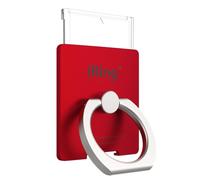 iRing Link-Detachable Plate for Wireless Charging, Include Hook Mount for Wall or Car Cradle. Cell Phone Ring Grip Finger Holder Mobile Stand for iPhone, Samsung, Android Smartphone(Metallic Red)